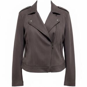 Philosophy Women's Faux Leather Moto Jacket XXL Charcoal Grey